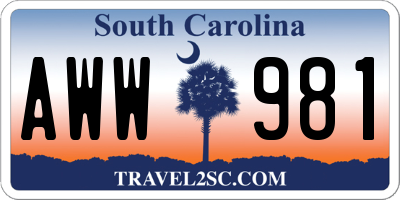 SC license plate AWW981