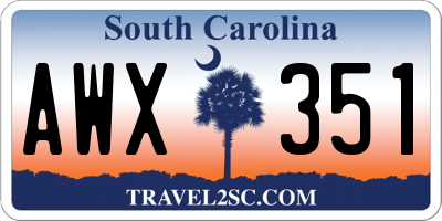 SC license plate AWX351