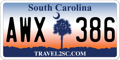 SC license plate AWX386