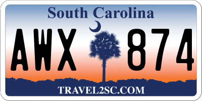 SC license plate AWX874