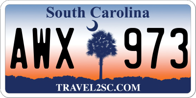 SC license plate AWX973