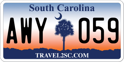 SC license plate AWY059