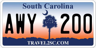 SC license plate AWY200