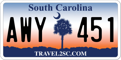 SC license plate AWY451