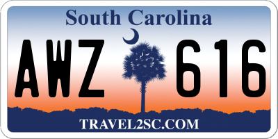 SC license plate AWZ616