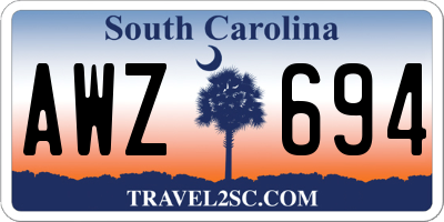 SC license plate AWZ694