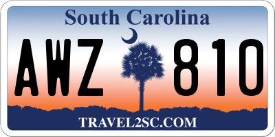 SC license plate AWZ810