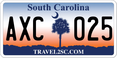 SC license plate AXC025