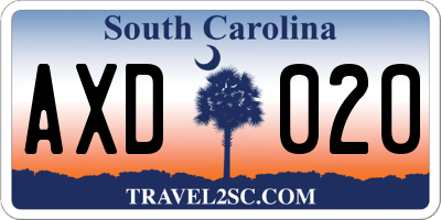 SC license plate AXD020