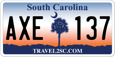 SC license plate AXE137