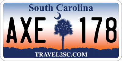SC license plate AXE178