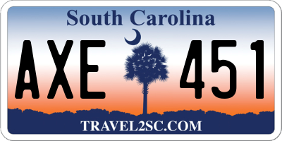 SC license plate AXE451