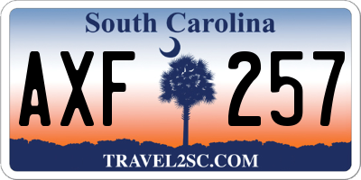 SC license plate AXF257