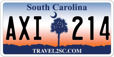 SC license plate AXI214