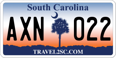 SC license plate AXN022