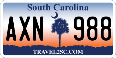 SC license plate AXN988