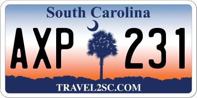 SC license plate AXP231