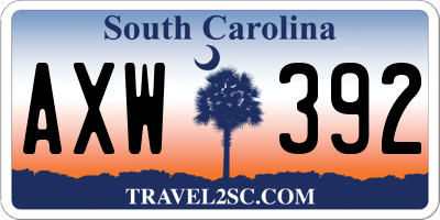 SC license plate AXW392