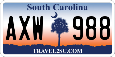 SC license plate AXW988
