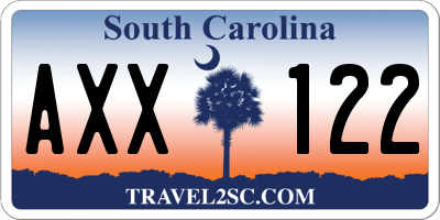 SC license plate AXX122