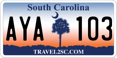 SC license plate AYA103