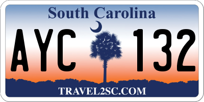 SC license plate AYC132