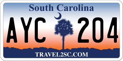SC license plate AYC204