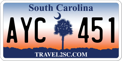 SC license plate AYC451