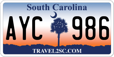 SC license plate AYC986