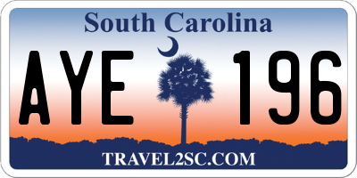 SC license plate AYE196