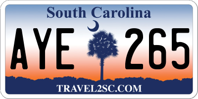 SC license plate AYE265