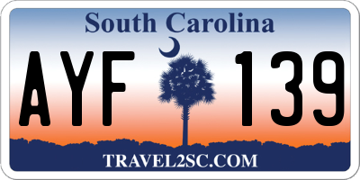SC license plate AYF139