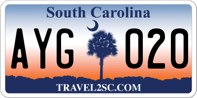 SC license plate AYG020
