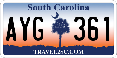 SC license plate AYG361