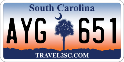 SC license plate AYG651