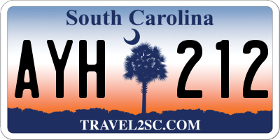 SC license plate AYH212