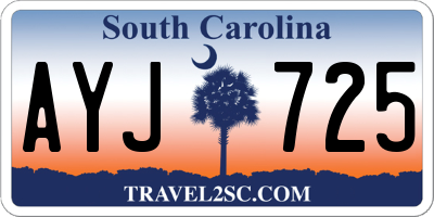 SC license plate AYJ725