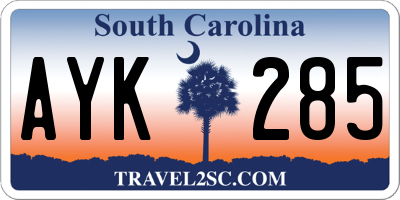 SC license plate AYK285