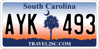 SC license plate AYK493