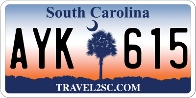 SC license plate AYK615