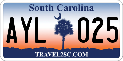 SC license plate AYL025