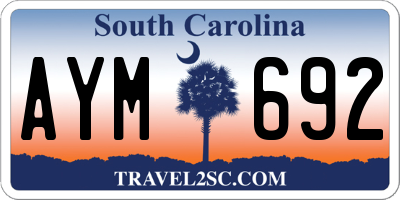 SC license plate AYM692