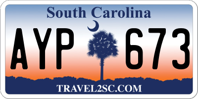SC license plate AYP673