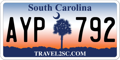 SC license plate AYP792