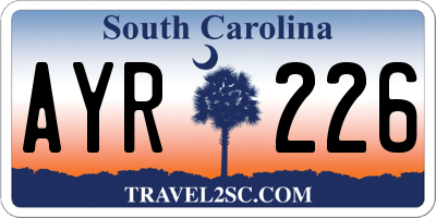 SC license plate AYR226