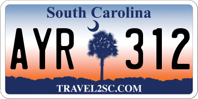 SC license plate AYR312