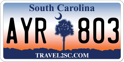 SC license plate AYR803