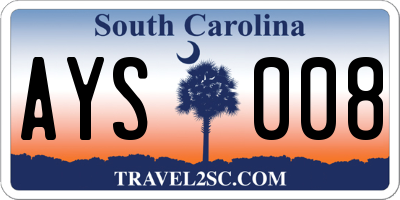 SC license plate AYS008