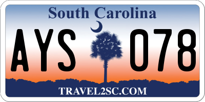 SC license plate AYS078