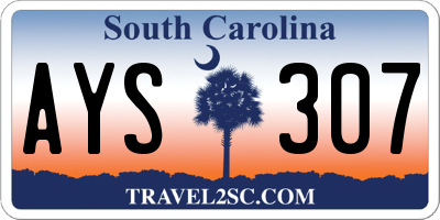 SC license plate AYS307